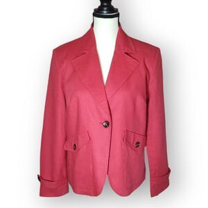 Vintage Tradition Linen Blend Raspberry Pink Blazer US 12P